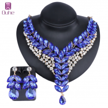Parures de bijoux de mariage en cristal pour femmes, pour une fête de mariée, accessoires de costume, collier, boucles d'oreilles