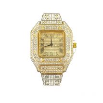 Montres pour hommes Montre à quartz Mode Luxe Grande montre carrée sertie de diamants pour hommes