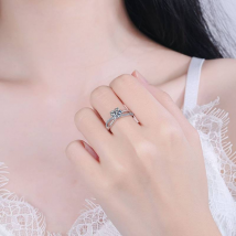 Bague en or blanc plaqué 14 carats, bijoux de fiançailles pour femme, bague en diamant à six griffes