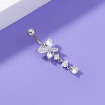 Bouton de nombril en Zircon européen et américain, bijoux de perçage pour nombril papillon