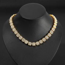 Collier de personnalité en alliage rond de style luxueux léger, chaîne cubaine en sucre de roche, clavicule sexy, tenue disco, chaîne en sucre de roche