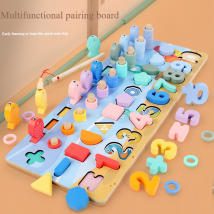 Jouets éducatifs pour l'éveil des enfants Montessori 0-3 ans Jouets en bois Blocs de construction Forme numérique Assemblé Planche de correspondance