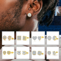 Boucles d'oreilles Hip Hop Zircon pour hommes et femmes Boucles d'oreilles et boucles d'oreilles en fil plaqué or avec diamants