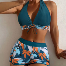bikini swimwear women's split multi-color conservative bikini swimsuit