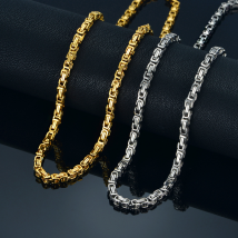 Collier chaîne en or pour hommes, 20, 23, 26 pouces, couleur or, en acier inoxydable, chaînes byzantines, bijoux pour hommes