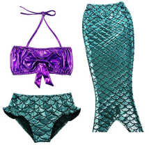 Mother&Kids Mermaid children's swimsuit Children's swimsuit Mermaid tail girls three-piece set separate