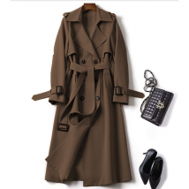 Women's Clothing Double breasted trench coat for women spring temperament commuting Korean version small popular British style long coat