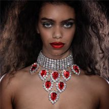 Luxury blue diamond tassel necklace Summer new water drop multi layer sexy accessories necklace for women