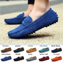 38-50 décontracté mode mocassins en cuir véritable mocassins sans lacet chaussures plates pour homme chaussures de conduite masculines