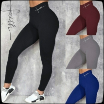 Leggings taille haute imprimés lettres pour femmes, leggings taille haute extensibles