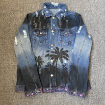 Vêtements pour femmes Street Style Personnalité Lettre colorée Graffiti Veste en jean Femmes Automne Lâche Style Court Bord Brut Haut en lambeaux