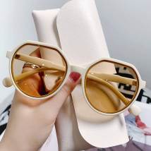 2024 New Tawny Sunglasses Ins Style Female Korean Web Red Retro Small Frame White Sunglasses Small Face