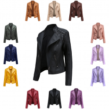 Vetement femme veste cuir femme veste courte femme coupe cintrée veste cuir fine costume moto femme