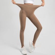 Pantalon de yoga taille chair, beau pantalon pêche pour femmes, taille haute, contrôle abdominal, collants de sport sans T