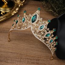 Vente chaude pure couronne de mariée faite à la main oeil de cheval grand cristal grand bandeau ornement de cheveux de mariage couronne en alliage