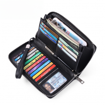 Portefeuille femme, portefeuille homme, brosse antivol RFID, portefeuille femme en polyuréthane, portefeuille femme long et grande capacité à plusieurs compartiments