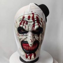 Masque de cosplay drôle Terrifier 3 Art Le Clown Masques de fête Joker en latex souple Accessoires de bal de Noël Masques Terrifier Costume Adulte Taille unique