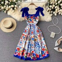 Petite robe de luxe légère pour femmes, célébrité haut de gamme, nouvelle tendance, grande marque imprimée, robe à bretelles rajeunissante, vêtements d'été pour femmes