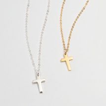 Collier croix en or sur argent pour femme Petit pendentif croix en acier inoxydable sur chaîne de 18 pouces pour hommes et femmes