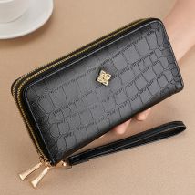 Sac à main portefeuille pochette sac à main filles longue double fermeture éclair pince à billets mode grande capacité portefeuille délicat tenir sac