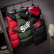 Gros grande taille hommes débardeur hiver nouveau coton chérie à la mode décontracté vers le bas coton gilet coton manteau hommes