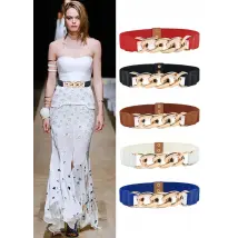 Ceintures chaîne en or ceinture élastique Sier taille en métal pour femmes Ceiture Femme Stretch Cummerbunds dames manteau ceinture