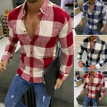 Chemise d'été à carreaux à manches longues pour hommes Chemise décontractée pour hommes Cardigan Chemises de souhaits pour hommes