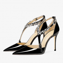 Chaussures pour femmes grande taille en cuir véritable strass talons hauts nouvel été polyvalent talons aiguilles pointus boucle sangle bout fermé sandales pour femmes
