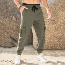 Pantalon Cargo pour Homme Pantalon Jogger Pantalon Décontracté Cordon de Serrage Taille Élastique Pantalon Élastique
