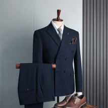 Men's Clothing Blue Double Breasted Suit For Men, Formal Wear,Wedding Groomsmen Suit, Business Casual Suit For Men