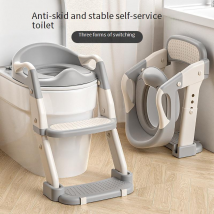 Adjustable Foldable Potty Training Seat With Removable Step Stool - Non-Slip Kids Toilet Chair For Home & Travel​