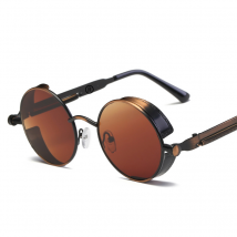 Lunettes Steampunk unisexes Lunettes de soleil rondes à la mode Lunettes rétro Lunettes de soleil tendance pour hommes et femmes