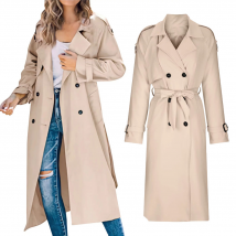 Trench-coat ample décontracté de couleur unie pour femmes