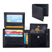 Leather Men's Money Clip Short Three Fold Wallet Rfid Anti-theft Wallet
