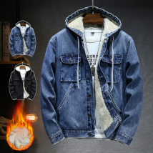 Hommes nouvelle veste épaissie chaude hommes hiver à capuche Plus polaire Denim veste jeunes hommes