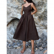 Women's Clothing Sexy Pure Cotton And Linen Strappy Backless Suspender Dress