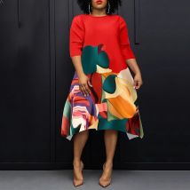 Robe droite noire décontractée à imprimé irrégulier de grande taille