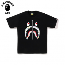 A BATHING APE Camouflage Shark Zipper Men's Short Sleeved T-shirt