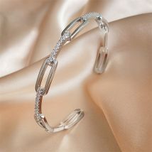 Bracelets et joncs incrustés de zircons légers, polyvalents, haut de gamme, simples, bijoux faits à la main, plaqués or et cuivre, ne se décolorent pas
