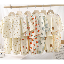 Vêtements de nuit légers en mousseline de coton double épaisseur pour enfants, vêtements d'été pour garçons et filles