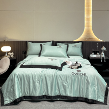Luxury Washed Silk Summer Bedding Set - Embroidered & Machine Washable Cooling Duvet Cover For Air-Conditioned Rooms​