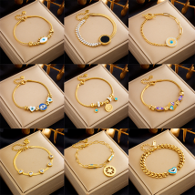 European and American fashion niche retro light luxury high-end titanium steel gold-plated diamond dripping love eye round brand bracelet