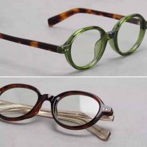 Fashion UVLAIK Fashion Optical Prescription Glasses Men Women Personalized Small Oval Eyeglasses Vintage Green Leopard Frame