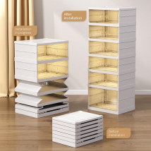 Shoe Cabinet Free Installation And Folding Transparent Folding Shoe Rack Plastic Shoe Box Storage Shoe Space Saving Storage Box Cross Border Factory