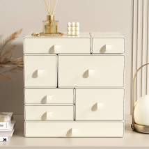 Modular Desktop Organizer With Drawers - Stackable Storage Box For Office/Desk (Multi-Layer, Transparent, Makeup & Stationery)​​