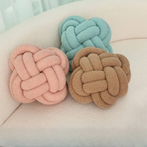 Hand-Knotted Sherpa Pillow Ball - Woven Decorative Throw For Sofa & Bay Window