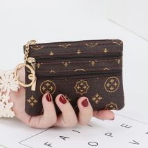 Bagages et sacs Porte-monnaie Court en cuir véritable Texture Petit portefeuille Multifonction Porte-cartes pour permis de conduire Sac à clés en cuir souple Sac à fermeture éclair