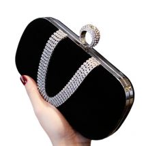 Flannel Diamond Dinner Bag, Black Velvet Banquet Bag, High-end Cheongsam Bag.