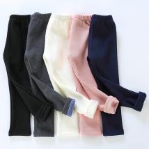 XUANMU Sweet Girls Pantalons Enfants Garçons Épais Pantalons Chauds Hiver Enfants Décontracté Couleur Unie Pantalons Chauds Filles Leggings Gris Rose Vin XB010