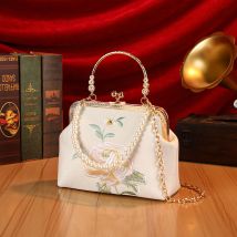 New Banquet Flower Embroidered Qipao Hot Selling Luxury Chain Small Evening Dress Bag, Women's Bag